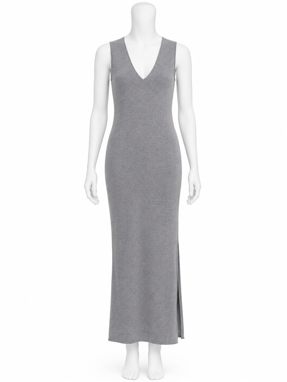 Sheri Bodell Gray V-Neck Sleeveless Maxi Dress